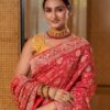 Red Bandhani Silk Saree – Zari Woven Traditional Festive Drape