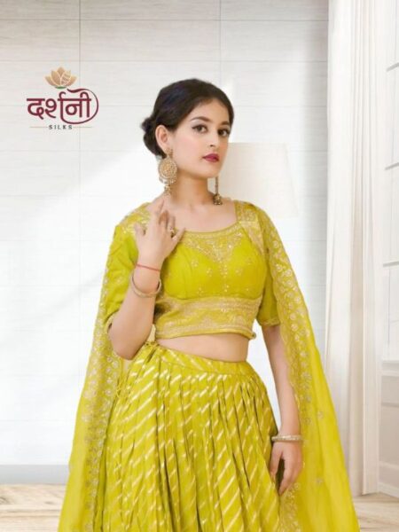 Lime Yellow Silk Lehenga Set – Zari Embroidery & Dupatta