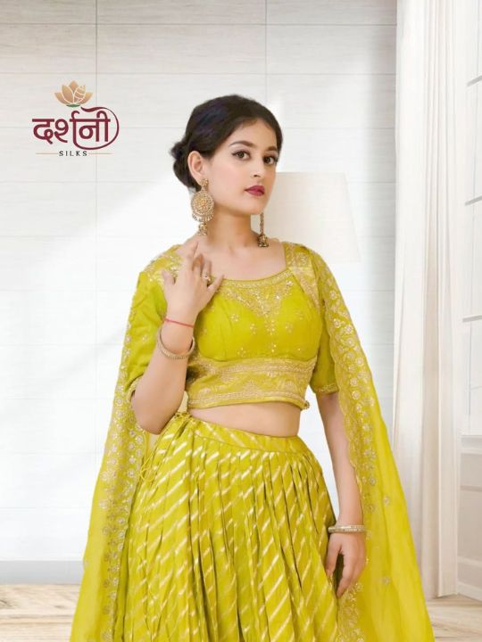 Lime Yellow Silk Lehenga Set – Zari Embroidery & Dupatta