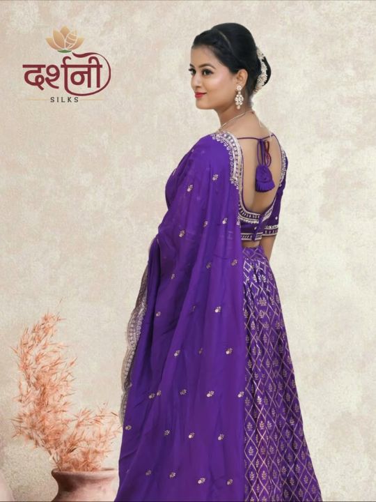 Purple Embroidered Silk Lehenga Set – Festive & Wedding Wear by Darshani Silks