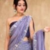 Lavender Ombre Embroidered Lehenga Set – Strapless Blouse & Dupatta by Darshani Silks