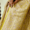 Pastel Yellow Banarasi Silk Saree – Woven Paisley & Floral Zari Work