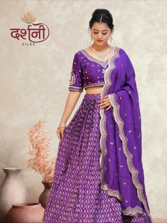 Purple Embroidered Silk Lehenga Set – Festive & Wedding Wear by Darshani Silks