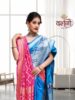 Dual-Tone Silk Saree – Blue & Pink Banarasi Weave