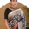 Black Banarasi Silk Saree – Silver Zari Woven Bridal & Festive Wear