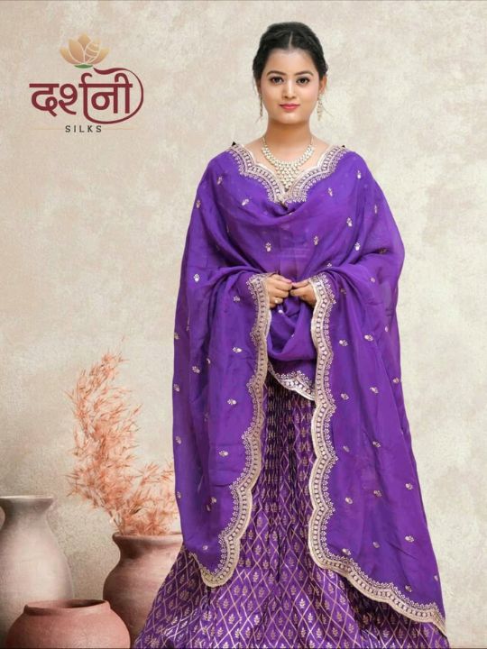 Purple Embroidered Silk Lehenga Set – Festive & Wedding Wear by Darshani Silks