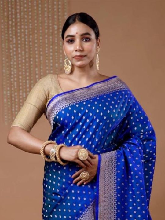 Royal Blue Banarasi Silk Saree – Traditional Zari Woven Wedding Wear
